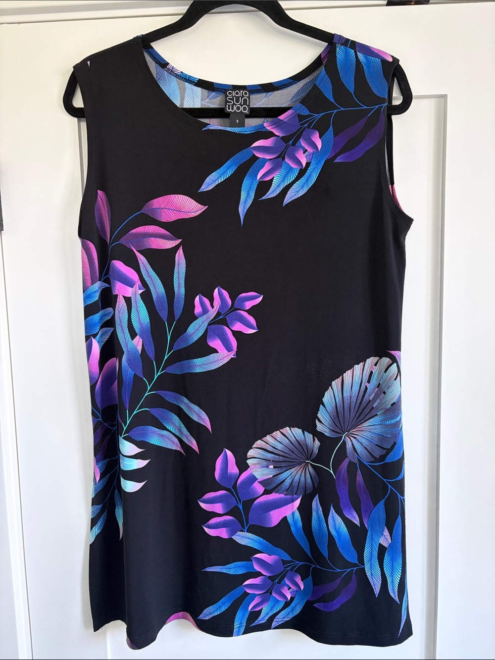 Clara Sunwoo Tropical Leaf Tunic Tank with Side Slits - Small